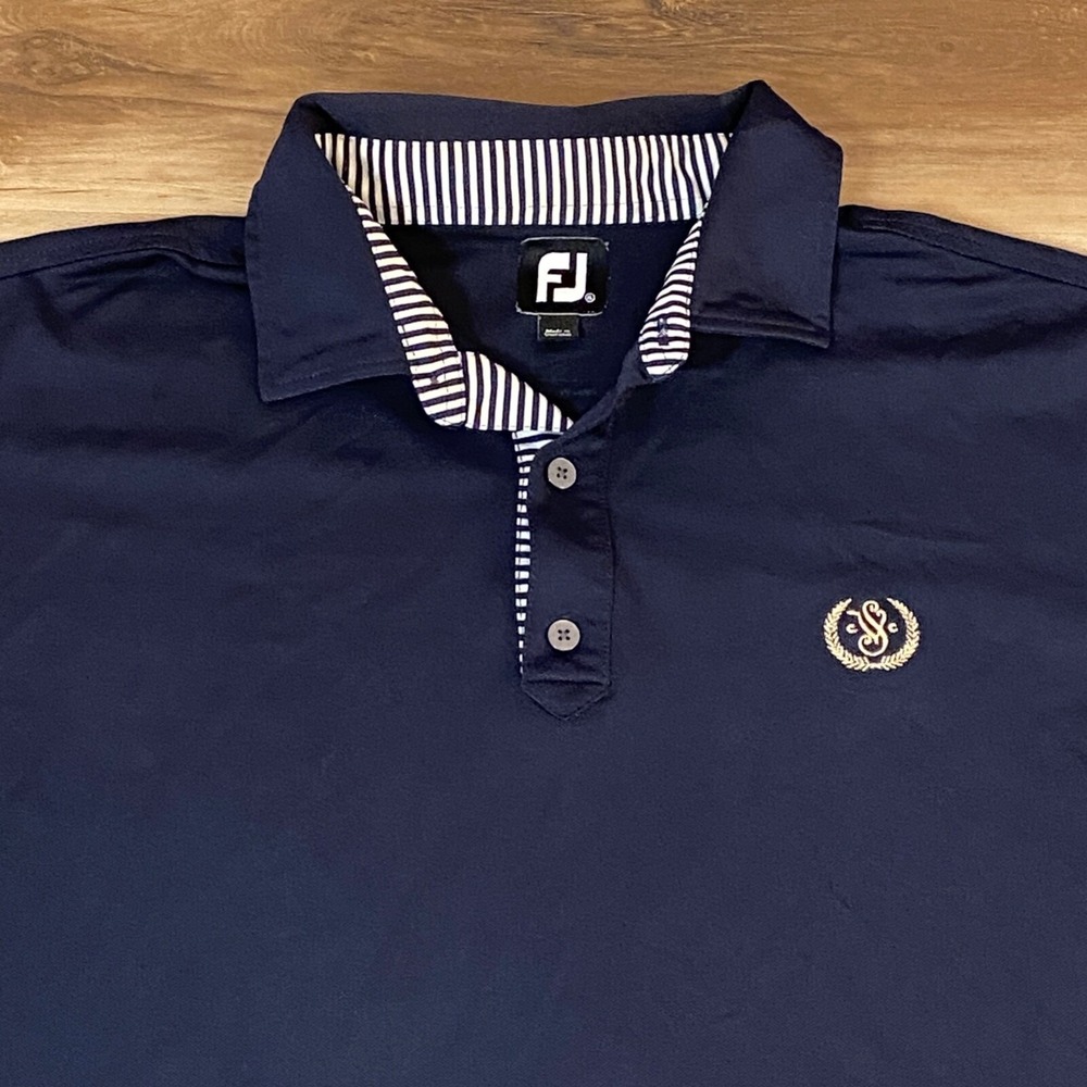 FootJoy Polo Shirt Mens XL Classic Performance Stretch Navy Blue Golf Heritage
